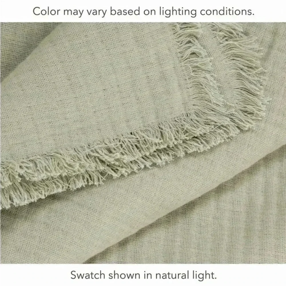 NWT Nate Home by Nate Berkus Matelasse‎ Blanket with Fringe, F/Q, Lichen